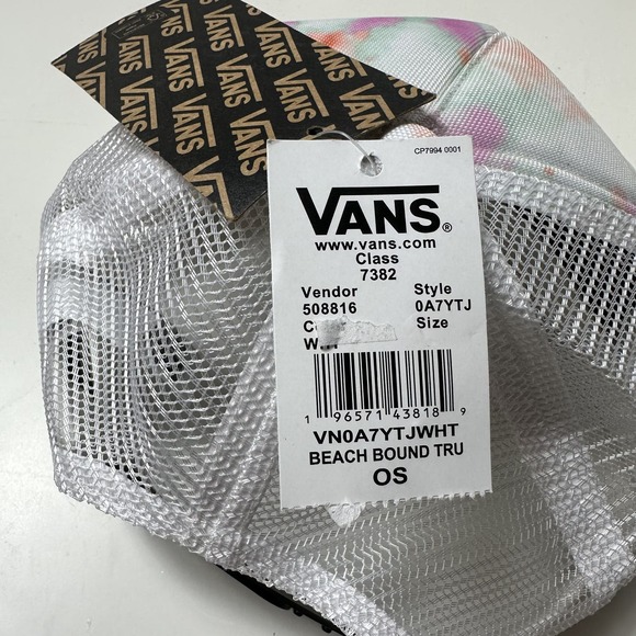 NWT Vans Unisex Beach Bound II True Trucker Hat White Tie Dye One Size - Picture 10 of 11